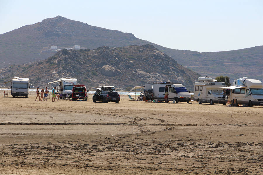 Camper an der Lagune von Naxos